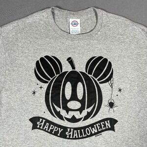Disney Mickey Mouse Pumpkin Halloween T-Shirt Men's M‎ Gray Jack O Lantern
